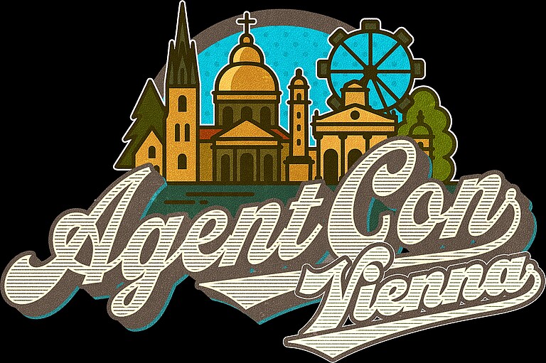 Agent Con Vienna Schriftzug mit Wien Skyline