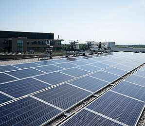 Photovoltaikanlage auf Dach von TZ2 großflächig