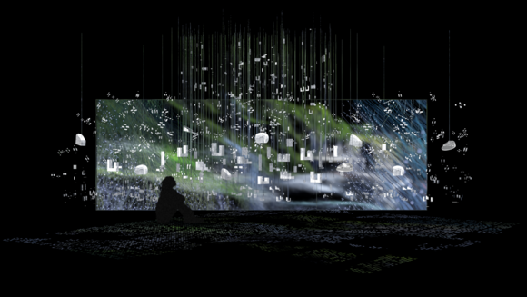 Foto der interaktiven Installation Merging Visions