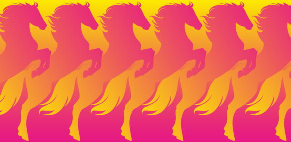 Pferde in ViennaUP Farben in Gelb und Rosa