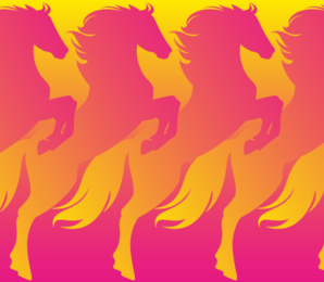 Pferde in ViennaUP Farben in Gelb und Rosa